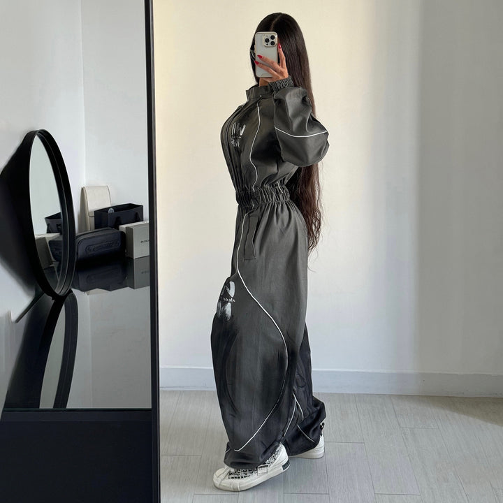 Women's sporty jumpsuit with wide legs and elastic waistband Lune London