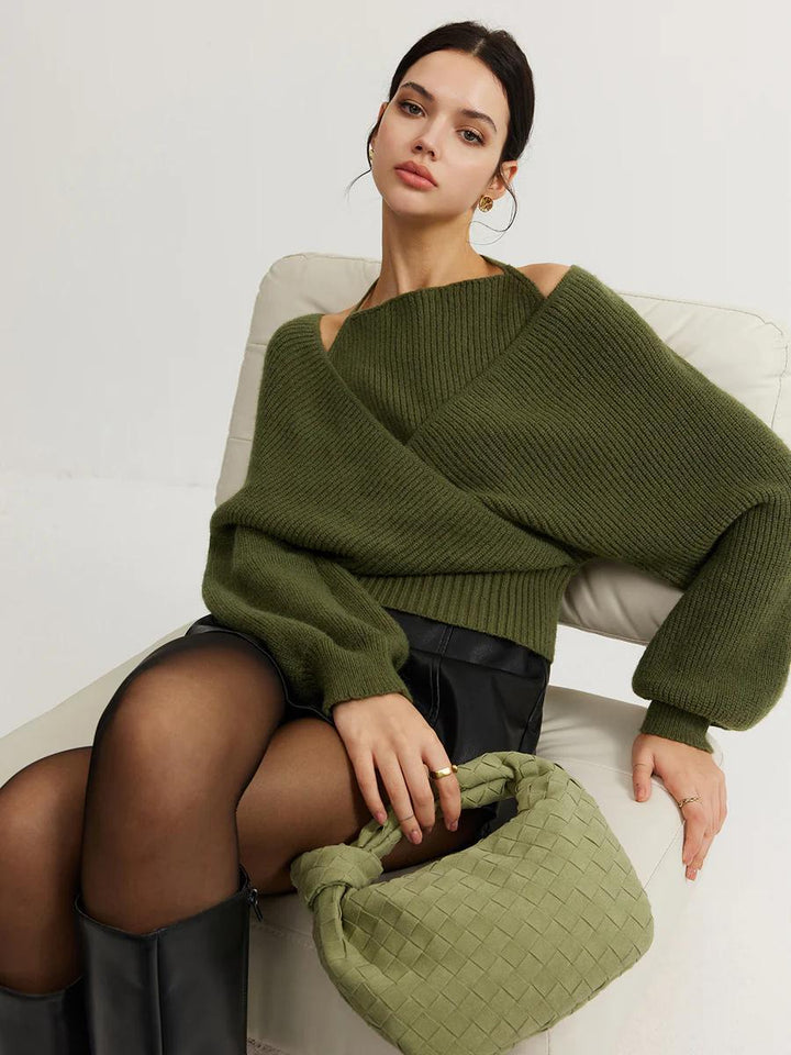 Oversized knitted sweater for women with draped effect Lune London