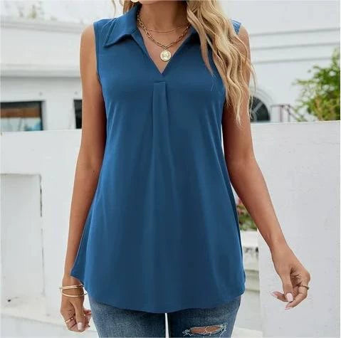 Women sleeveless blouse with structured buttons Lune London