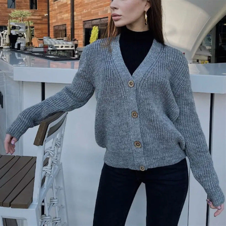 Women Chunky Knit Vest with Buttons Lune London