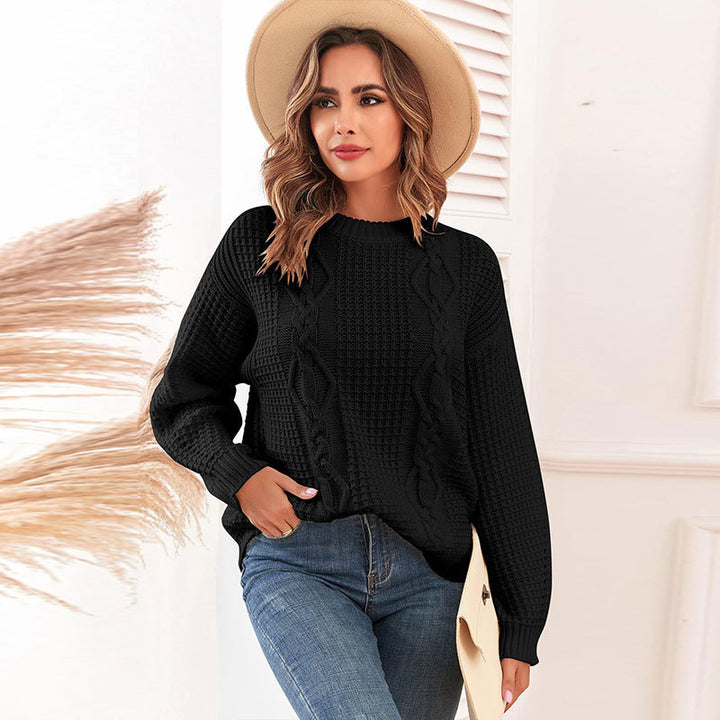 Pull en tricot pour femme avec motif en cable et coupe décontractée Chic & Stil