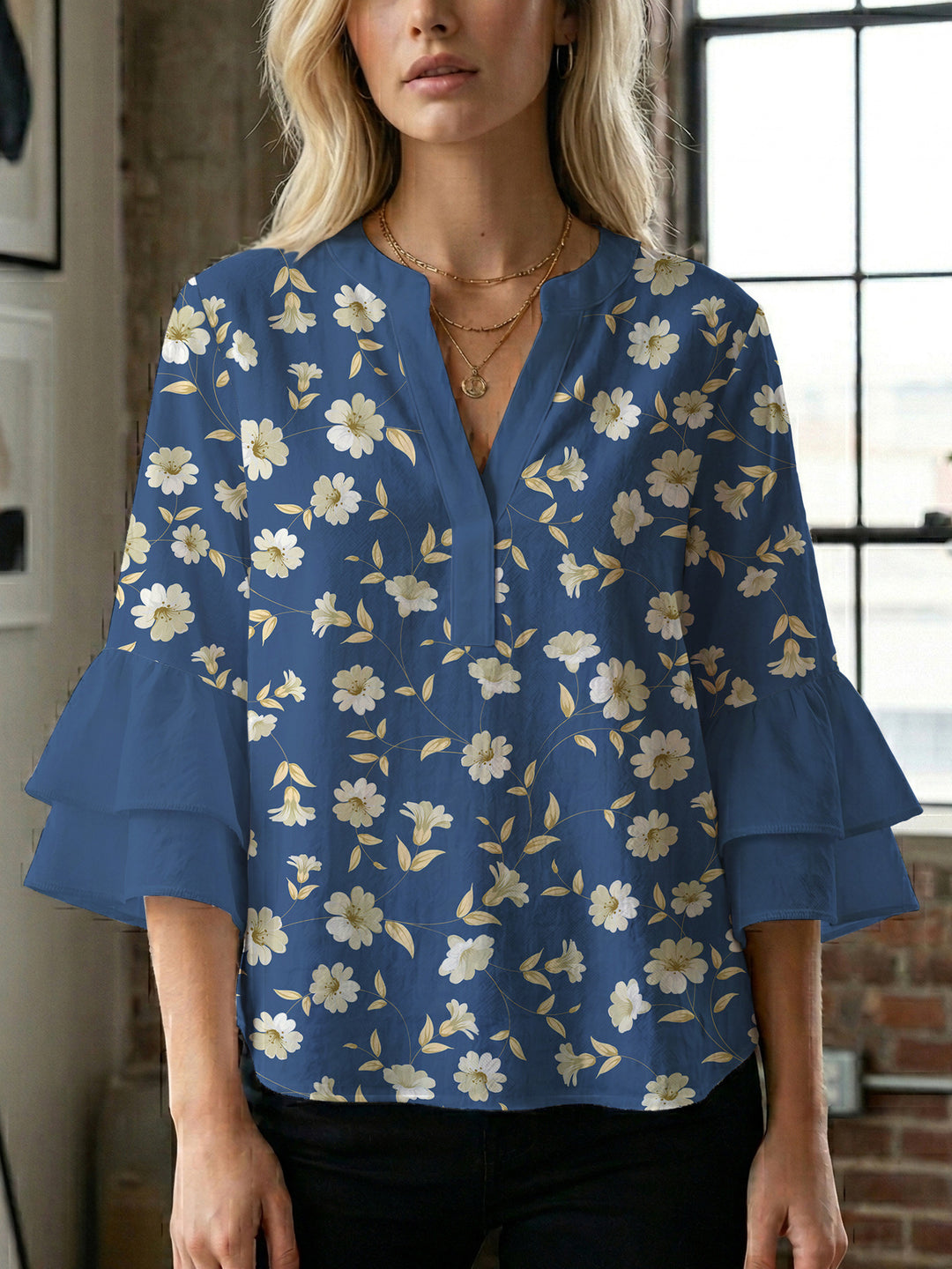 Women's artistic top with ruffled sleeves Lune London
