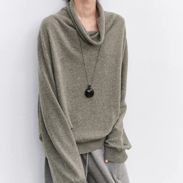 Casual long sleeve shirt for women with an elegant draped neckline and a relaxed fit Lune London