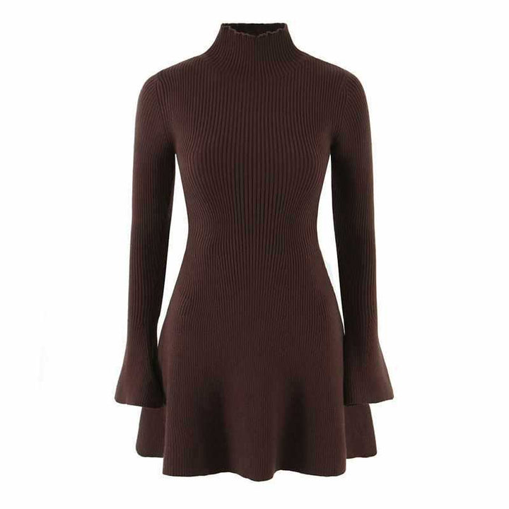 Elegant sweater dress for ladies with high collar and flared sleeves Lune London