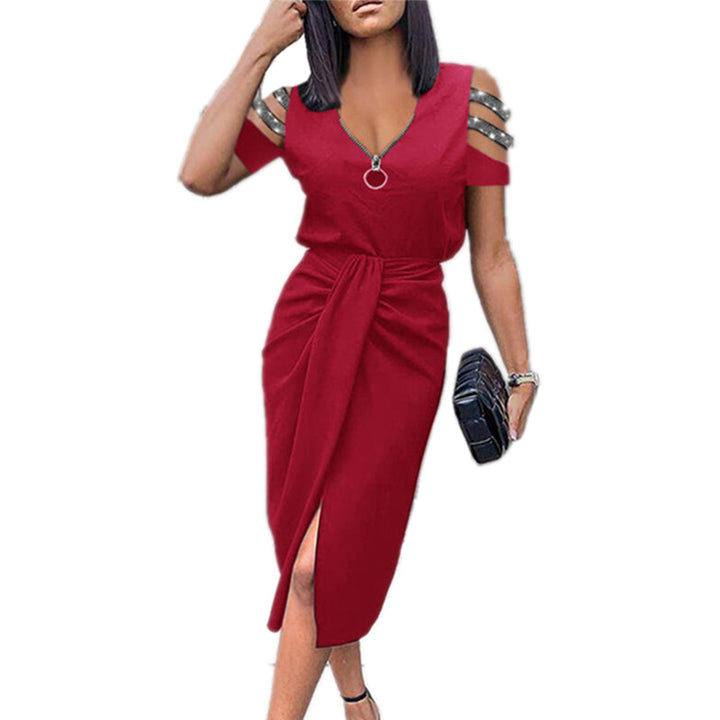Ladies Elegant wrap dress with trendy cut-out details and shiny embellishments Lune London