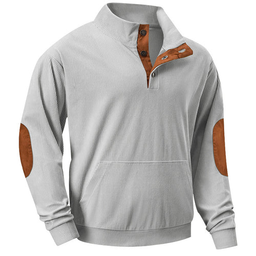 Comfortable knitted pullover for men with modern collar and reinforced elbow patches Lune London