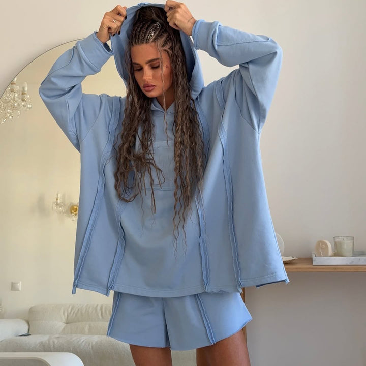 Ladies Urban Oversized Hoodie and Shorts Set Lune London