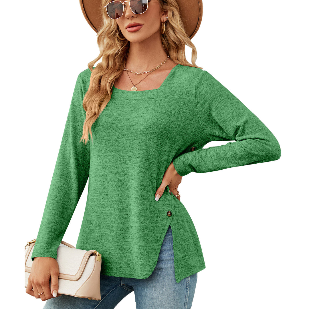 Casual long sleeve top for women with asymmetrical hem Lune London
