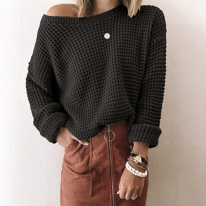 Casual knit sweater for women with a loose fit and an off-shoulder design Lune London
