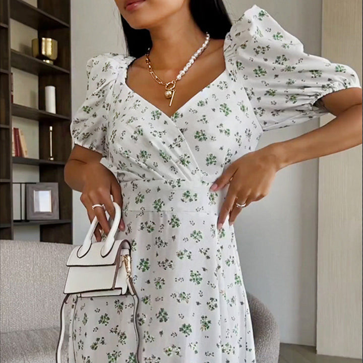 Robe Maxi Élégante pour Femmes avec Manches Bouffantes et Motif Floral Chic & Stil