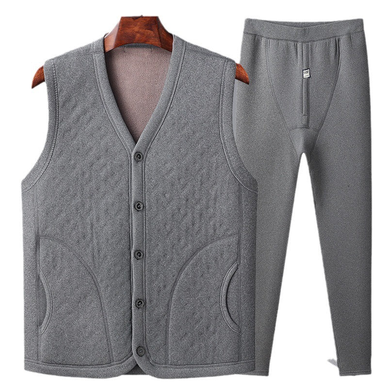 Ladies warm knitted vest with plunging V-neck and practical pockets Lune London