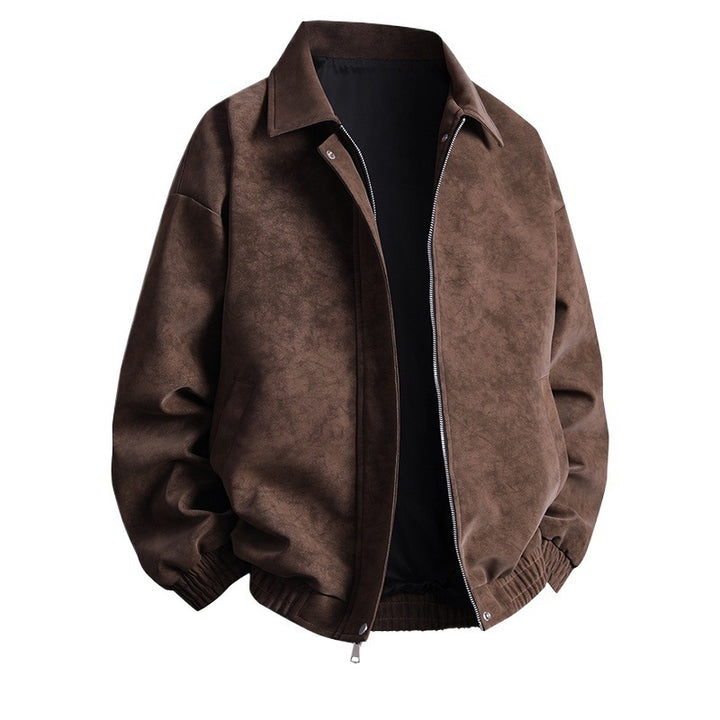 Synthetic leather bomber jacket for men with a relaxed fit and practical pockets Lune London