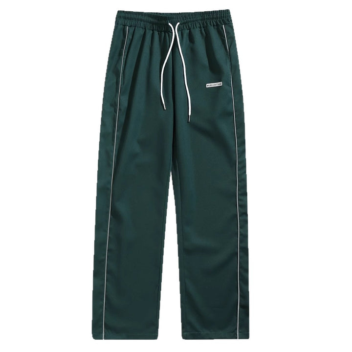 High-end leisure pants for men with adjustable waist and chic side stripes