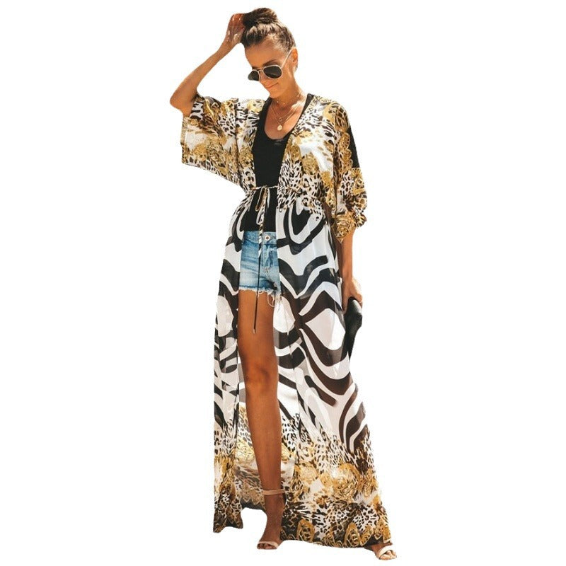 Women lightweight safari-inspired kimono wrap Lune London