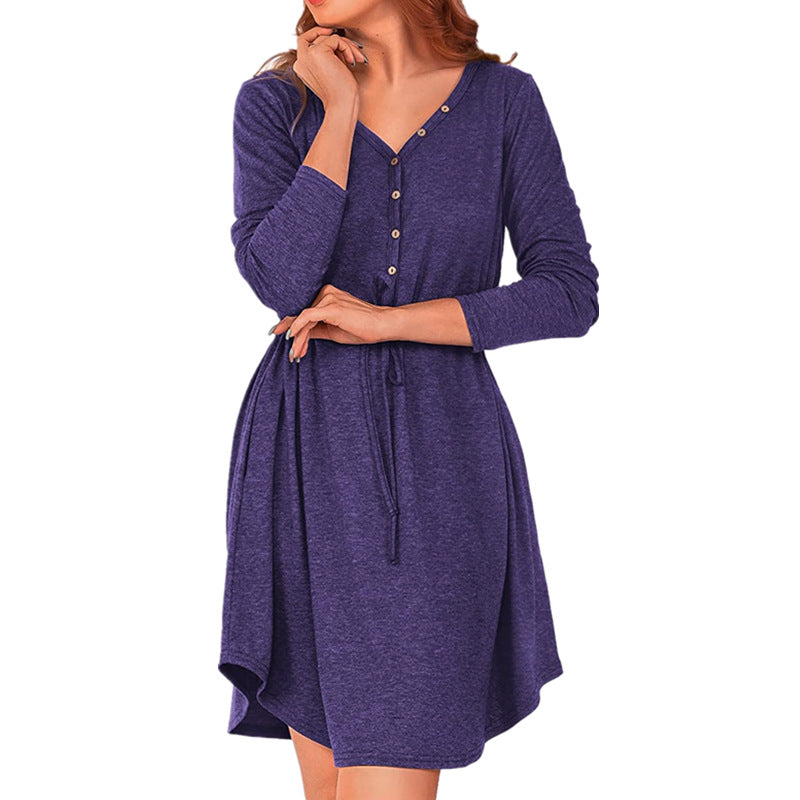 Casual wrap dress for women with button details and drawstring waist Lune London