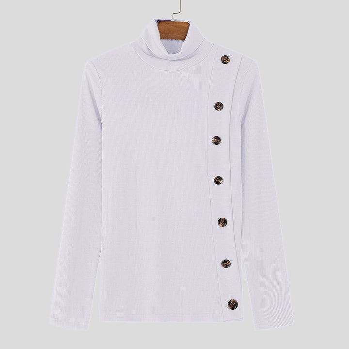 Women's long sleeve turtleneck sweater with button details Lune London