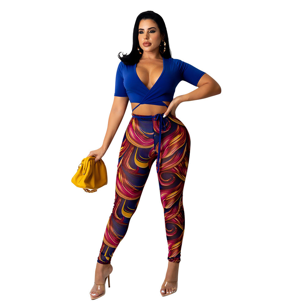 High Waist Leggings Abstract Vibrant Print for Women Lune London