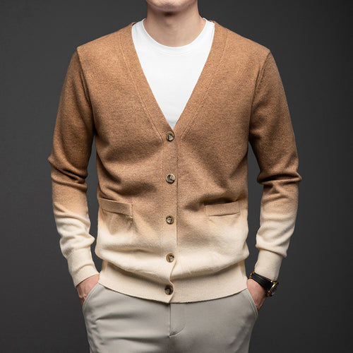Elegant knitted jacket for women with stylish gradient color and fine button details Lune London