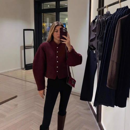 Women's comfortable wool jacket with stylish button details Lune London