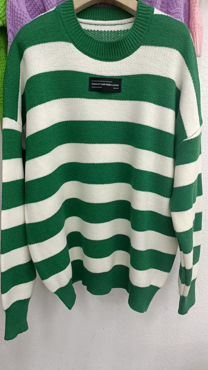 Comfortable sweater for women with wide stripes and a soft material Lune London