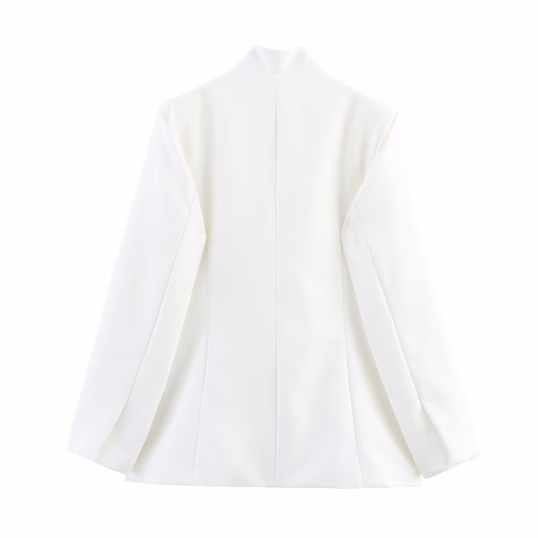 Women Elegant Blazer Jacket with Asymmetrical Cut and Chic Modern Details
