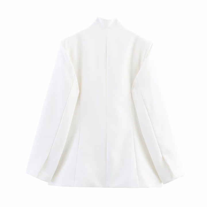 Women Elegant Blazer Jacket with Asymmetrical Cut and Chic Modern Details