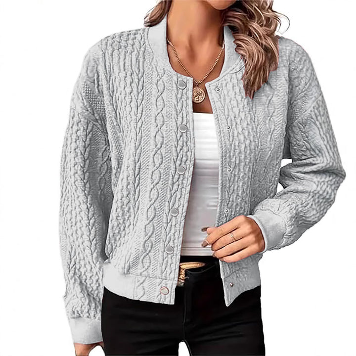 Knitted jacket for women with textured surface and button closure Lune London