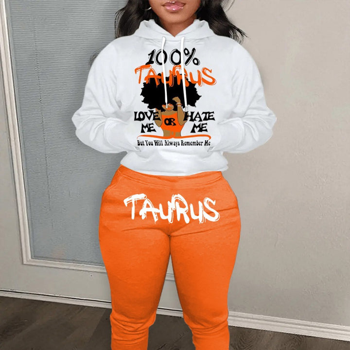 Women's hoodie and jogger pants set with a unique astrological pattern Lune London