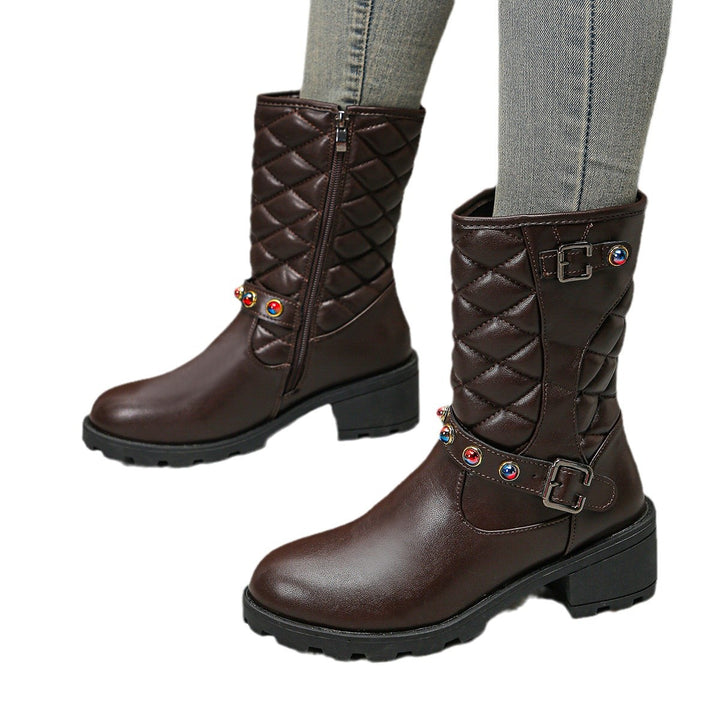 Fashion boots for women with decorative jewelry details and a robust profile Lune London