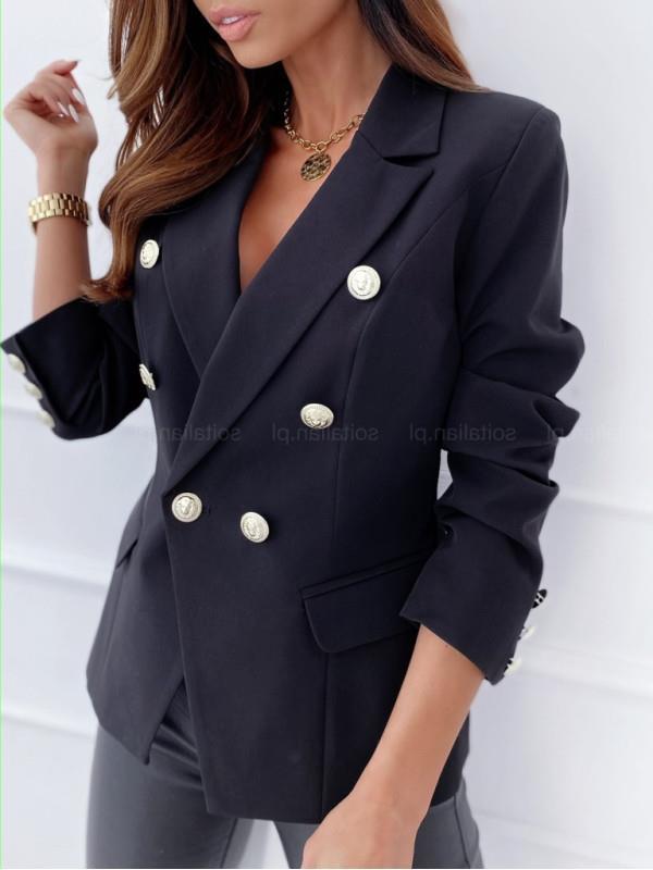 Ladies Elegant Blazer with Double Breasted Buttons and Gold Details Lune London