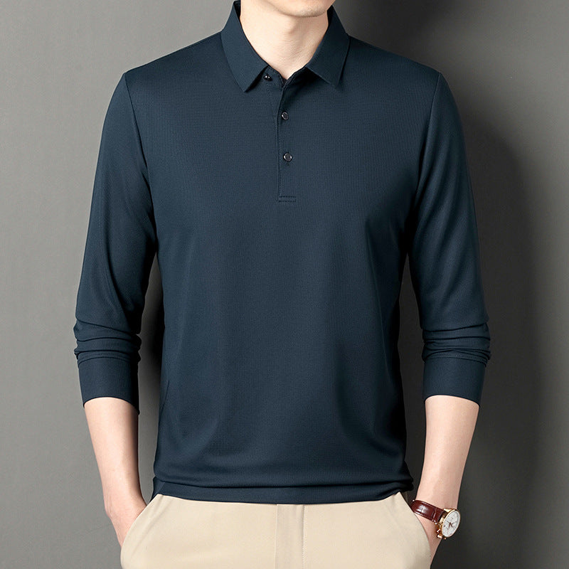 Modern long sleeve polo shirt for men in breathable functional material Lune London