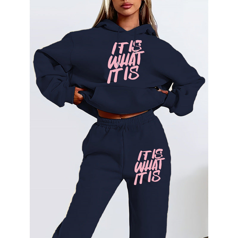 Women's leisure hoodie and jogger set with inspiring lettering Lune London