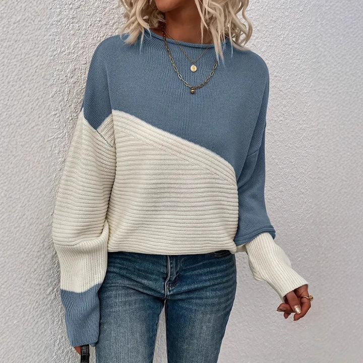 Pull en tricot décontracté pour femmes avec un design texturé et des blocs de couleur modernes Chic & Stil