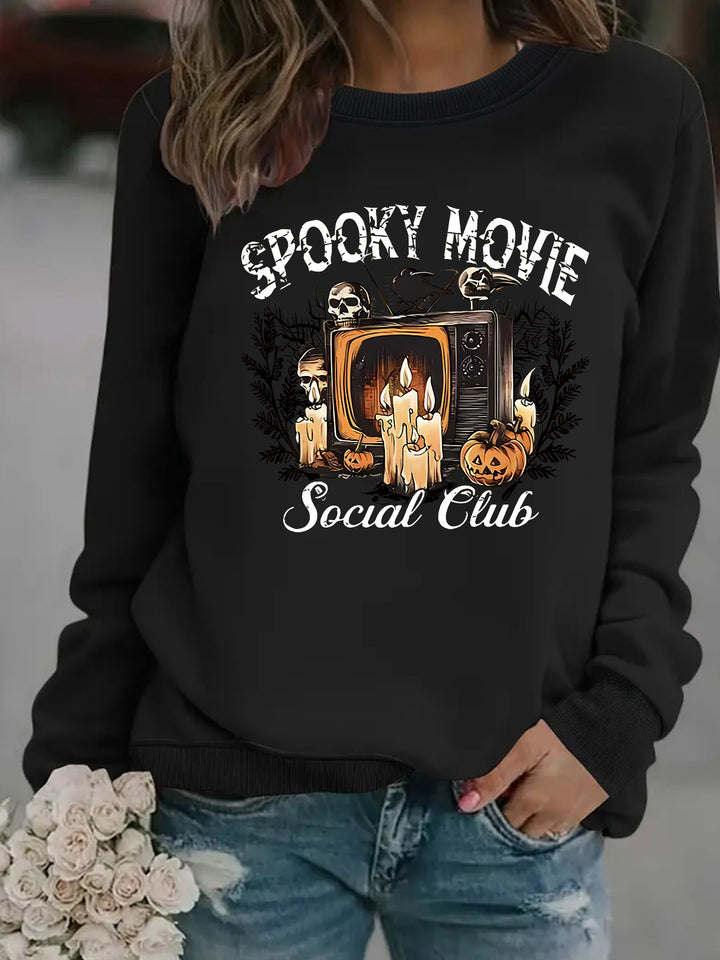 Sweat-shirt pour femmes avec motif de film d'horreur et coupe décontractée Chic & Stil