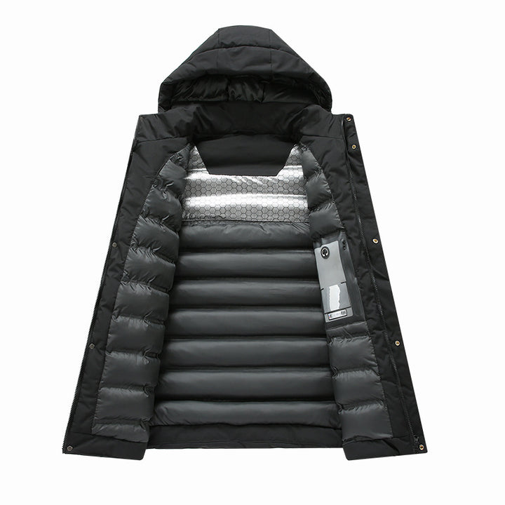 Functional insulated jacket for men with hood and water-repellent properties Lune London