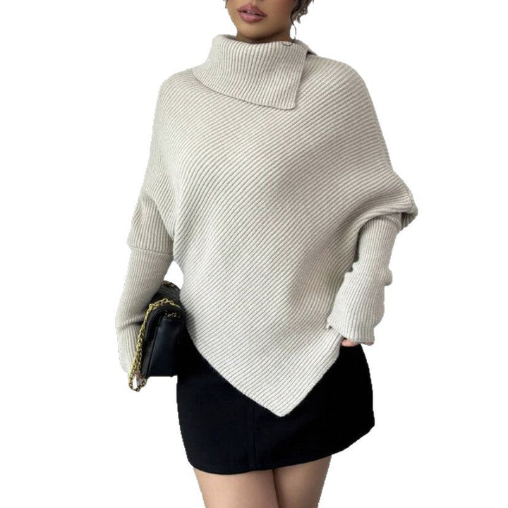 Lune London | Women's Oversized Knit Sweater with High Collar and Asymmetrical Shape