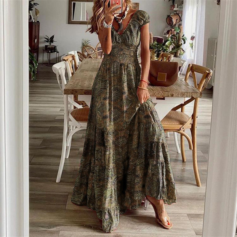 Women's Maxi Dress with Boho Design and Swinging Hem Lune London
