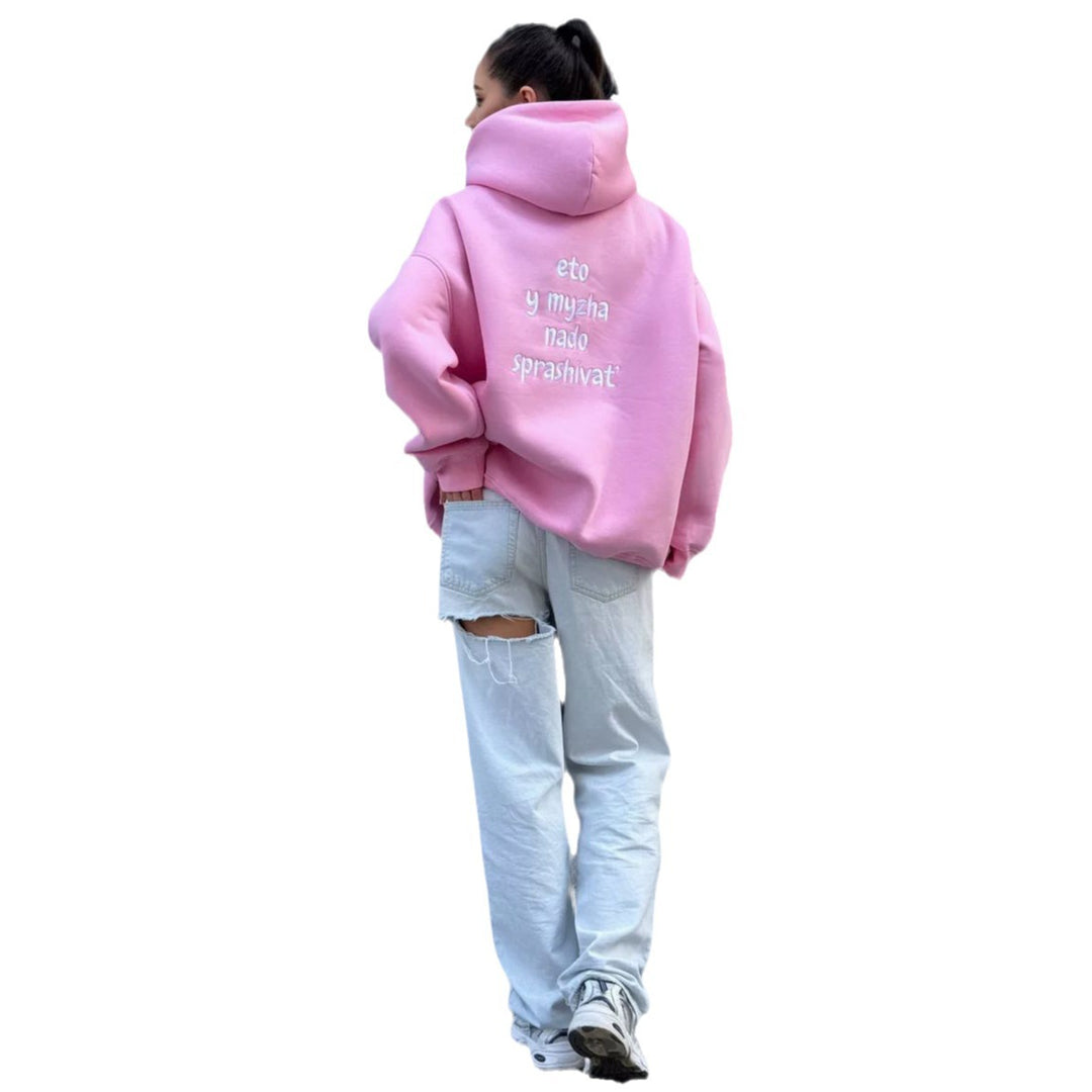 Women Oversized Hoodie with Creative Embroidery Details Lune London