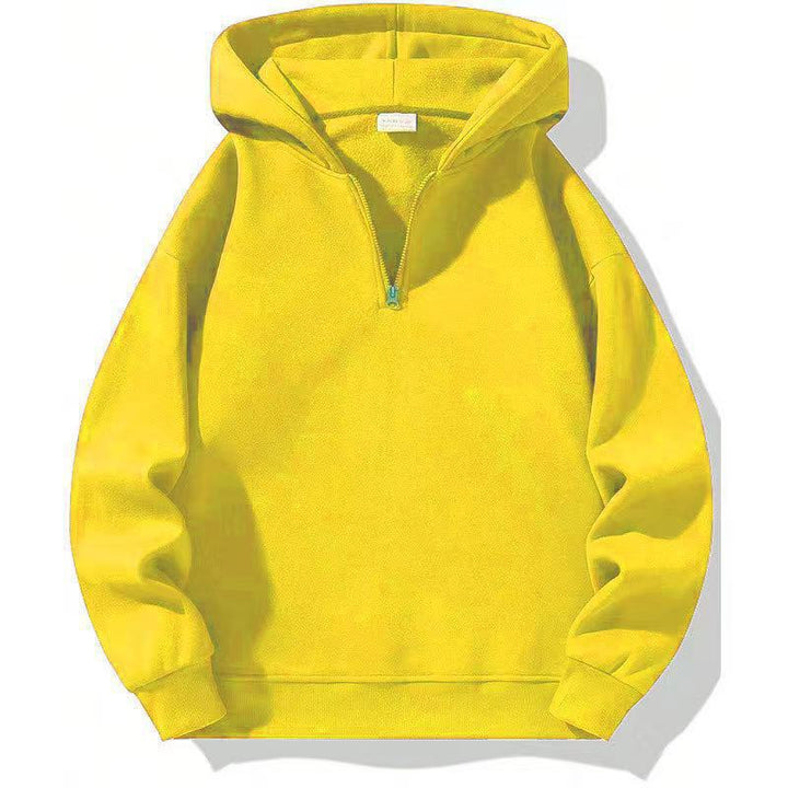 Women Fleece Hooded Pullover with Short Zip Opening Lune London