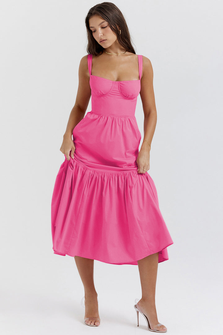 Floral patterned maxi dress for women with fitted bodice and flared skirt Chic & Stil