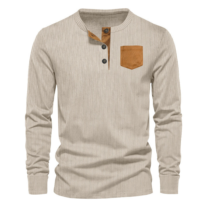 Men's long sleeve shirt with ribbed structure and comfortable high collar Lune London