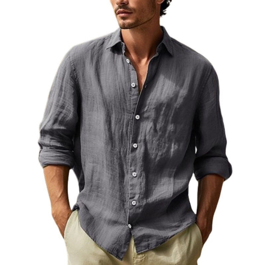 Light linen shirt for men with short button placket and relaxed fit Lune London