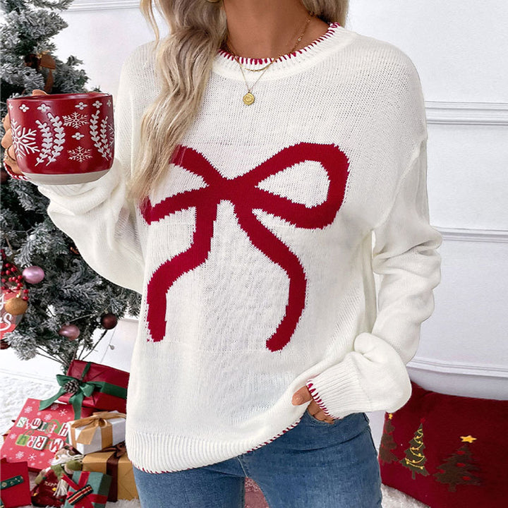 Ladies comfortable sweater with festive bow pattern Lune London