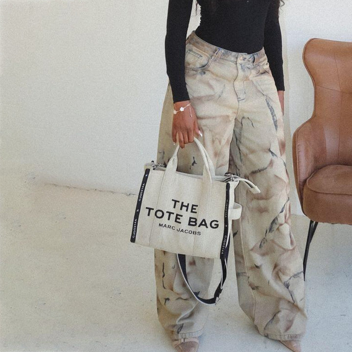 Ladies oversized jeans with unique marbled effect Lune London
