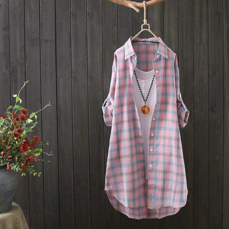 Light plaid patterned overlay shirt for women Lune London