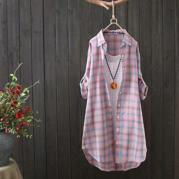 Light plaid patterned overlay shirt for women Lune London