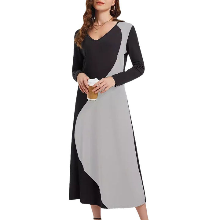 Maxi dress with long sleeves for women with a modern geometric design Lune London