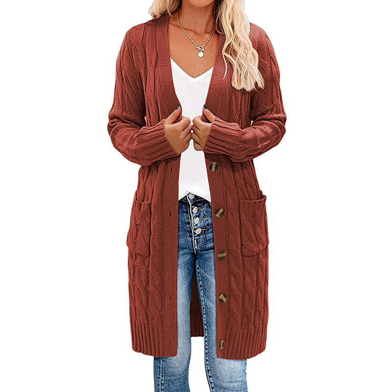 Cardigan en tricot chunky pour femmes avec poches à rabat et fermeture à boutons Chic & Stil