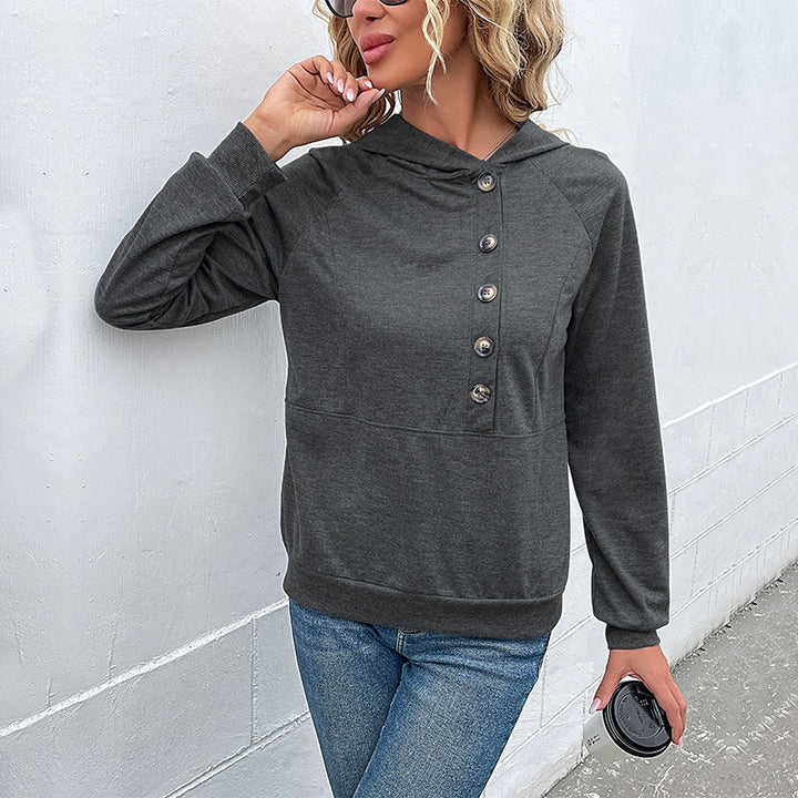 Casual women's hoodie with button placket and high-quality cotton Lune London