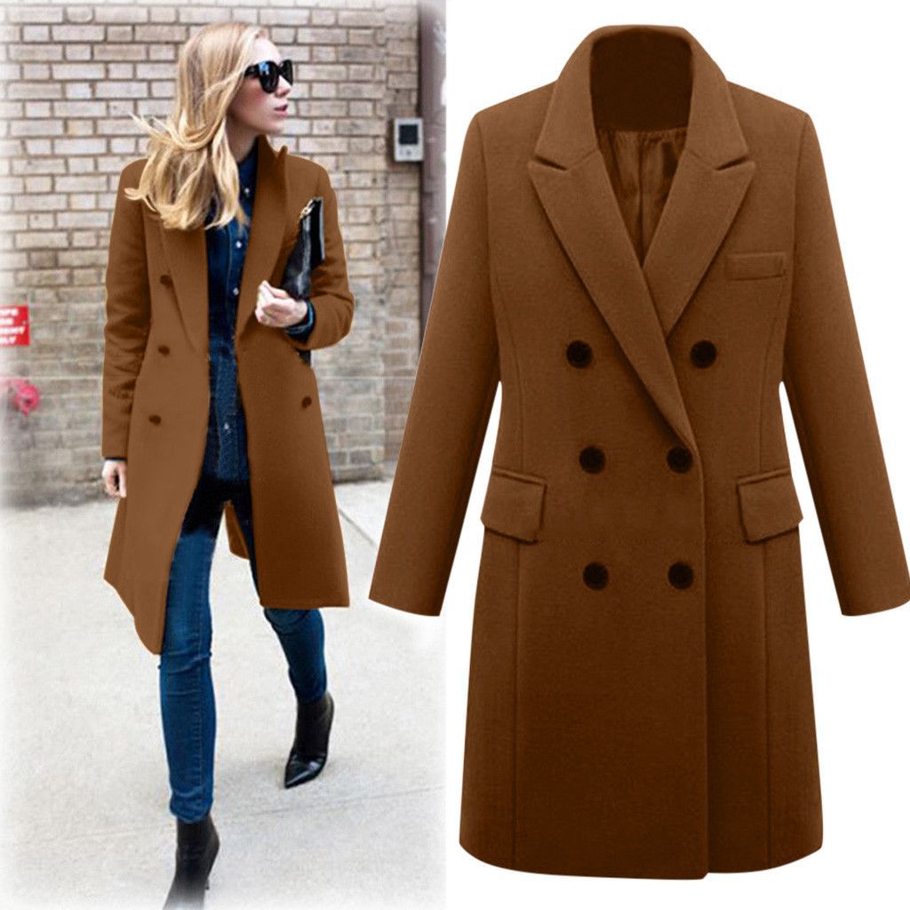 Elegant wool coat for women with double-breasted buttons and pockets Lune London
